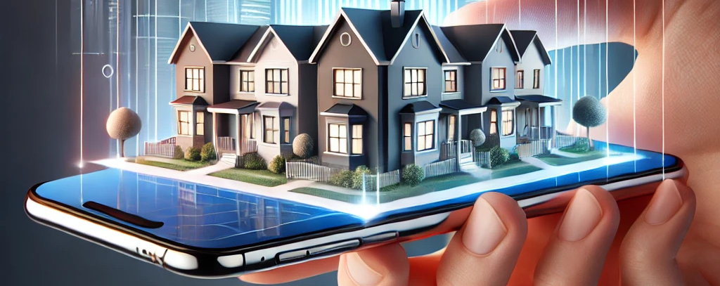 Illustration of homes connected through a phone